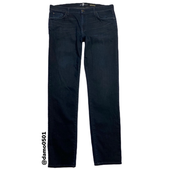 🎈SOLD🎈 7 For All Man Kind Slimmy Dark Wash - Picture 2 of 8